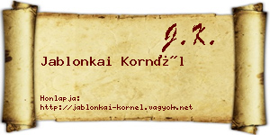 Jablonkai Kornél névjegykártya